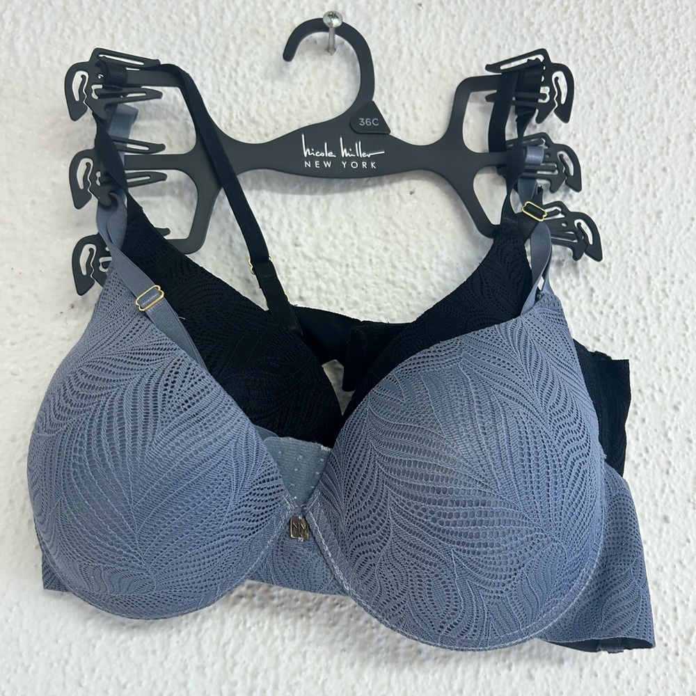 Nicole Miller Elegant Solid 2 Underwire Bra Set Size 36C  Padded NWOT